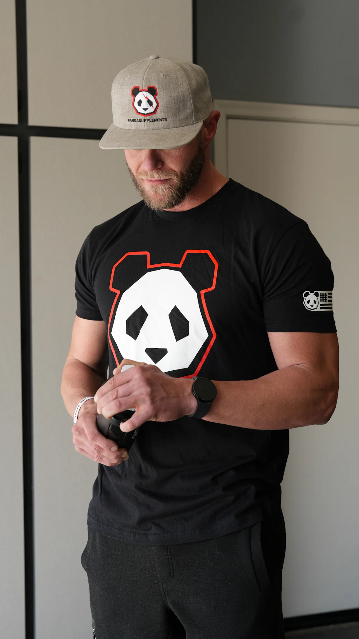 Men's PANDA Logo Tshirt - Black - Image 3