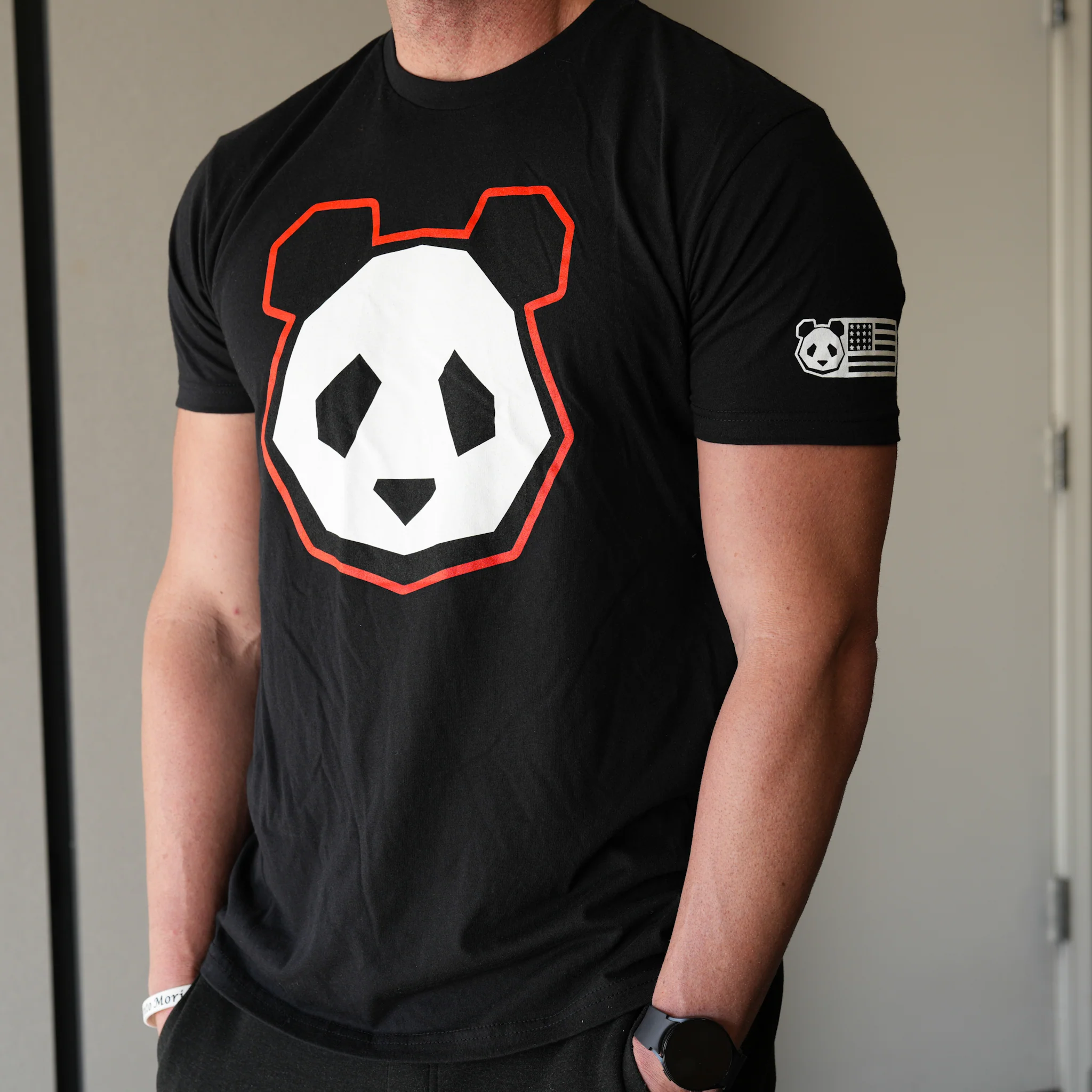 Men's PANDA Logo Tshirt - Black - Image 6