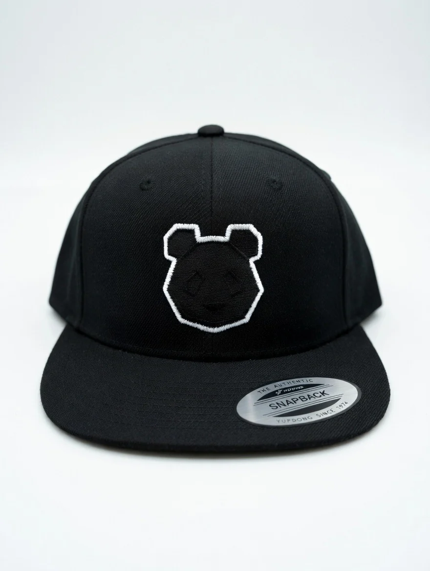 Panda Head + Shield Premium Flat Bill Snapback Cap - Image 3