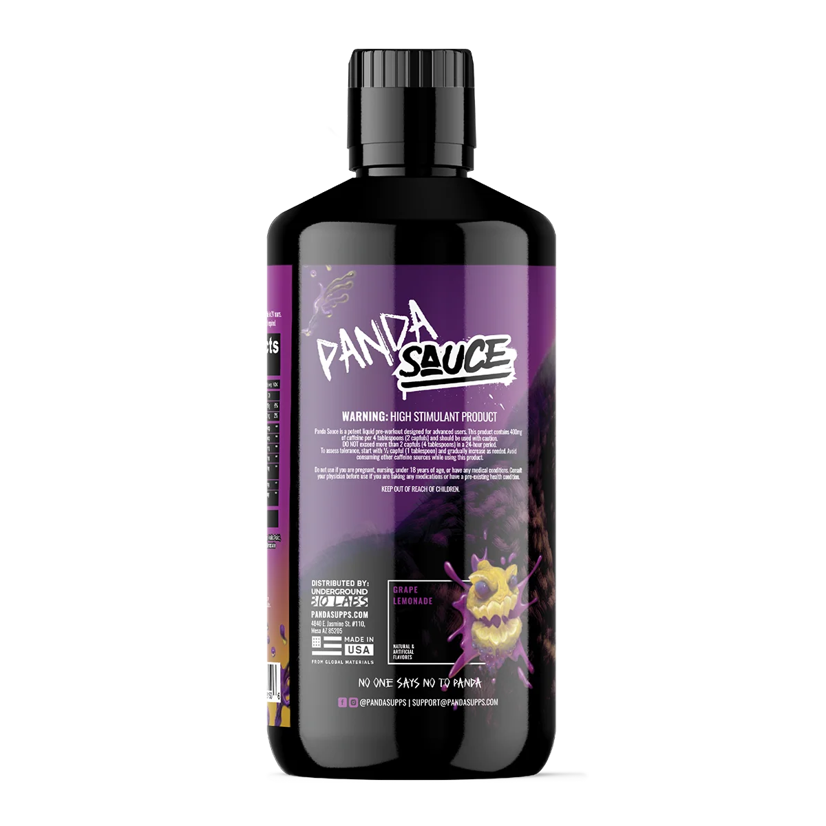 Panda Supps X Pump Sauce Collaboration Liquid Pre Workout - PANDA SAUCE (Grape Lemonade) - Image 3